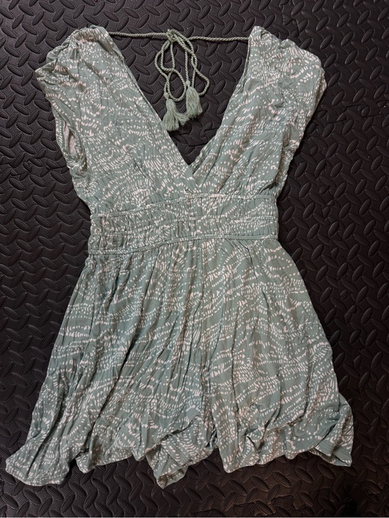 Urban Outfitters Dresses & Skirts - Urban Outfitters Sage Green Patterned V-Neck Romper